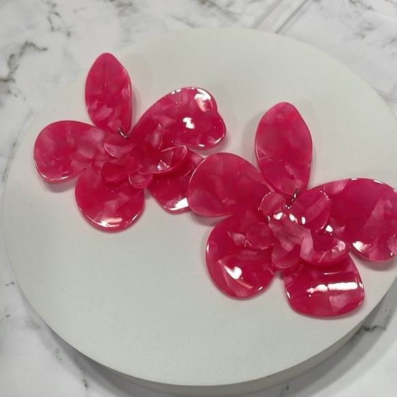 Pink Kiki Flower Oversized Earrings - Picture 7 of 13